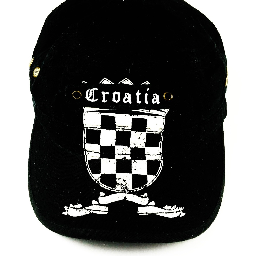 CROATIA CADET HAT BLACK DISTRESSED CHECKER S/M H28